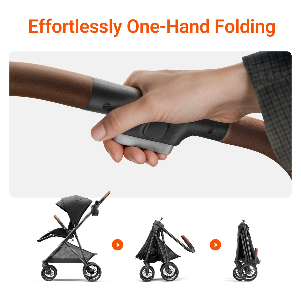 Baby Stroller – Lightweight Carbon Fiber Frame, One-Hand Fold & Reversible Seat