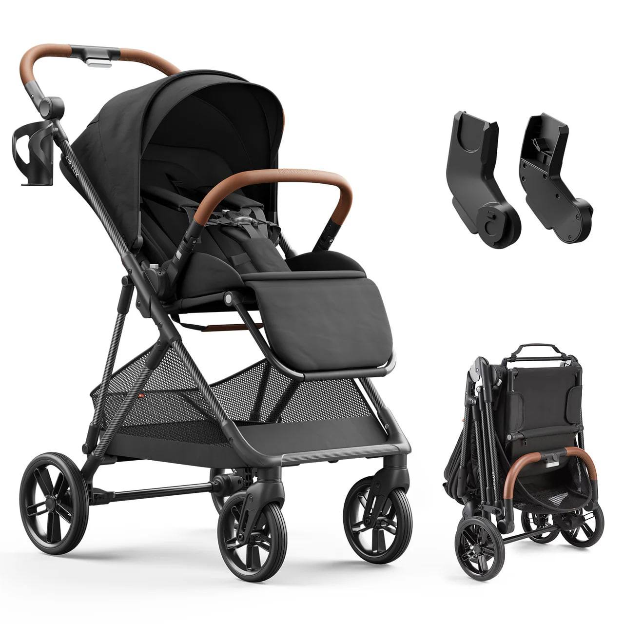 Baby Stroller – Lightweight Carbon Fiber Frame, One-Hand Fold & Reversible Seat